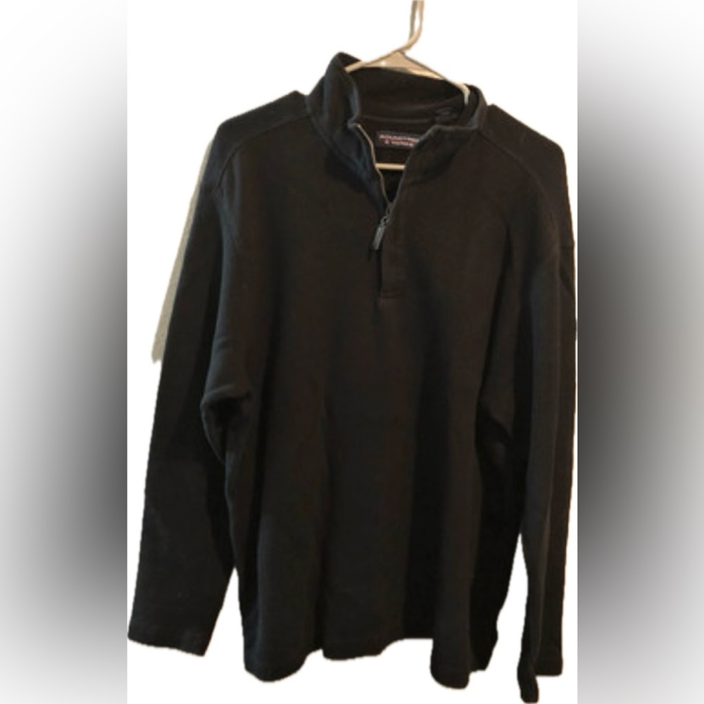 Roundtree‎ & Yorke Men's LS Pullover 1/4 Zip Sweater/Shirt Black Ribbed XL